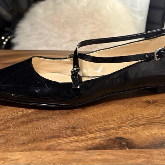 Nine West Anastasia Black Patent Leather Mary Jane Ballet Flat Pointy US Sz 10 - Picture 10 of 16